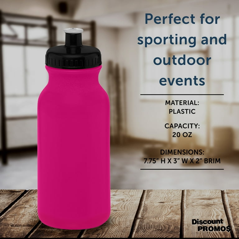 Water Bottle with Push Cap 20 oz. Set of 6, Bulk Pack - Reusable, Leak  Proof, Perfect for Gym, Hiking, Camping, Outdoor Sports - Neon Pink