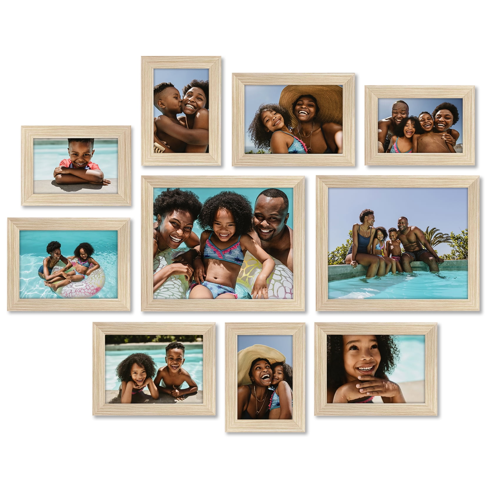 Americanflat 8x10, 5x7, 4x6 Picture Frame with Shatter-Resistant Glass 10 Pack Frames Gallery Wall - Dark Oak