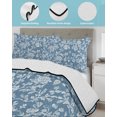 thumbnail image 3 of Quilts Queen Size Bedding Set, Botanical Rose Bud Reversible Summer Quilt 3 Pieces, Vintage Slate Blue Floral Leaves Farmhouse Lightweight Bedspreads Coverlets with 2 Pillow Shams for All Seasons, 3 of 5