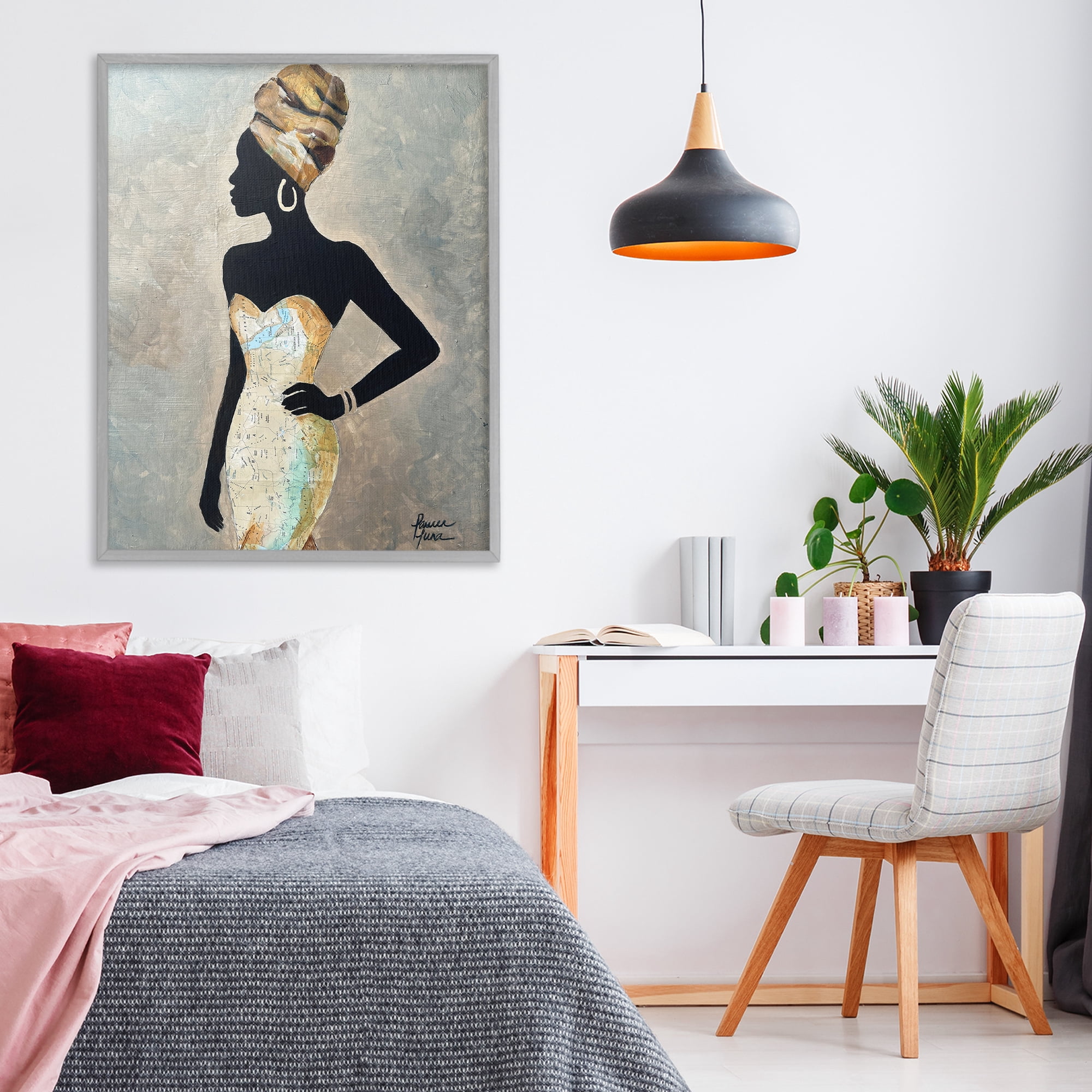 Stupell Industries Motherland Muse Fashion Portrait Gray Framed Giclee Art, design by Lauren Luna