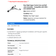 thumbnail image 2 of Rear Right Upper Control Arm and Ball Joint Assembly - Compatible with 2006 - 2010 INFINITI M35 2007 2008 2009, 2 of 2