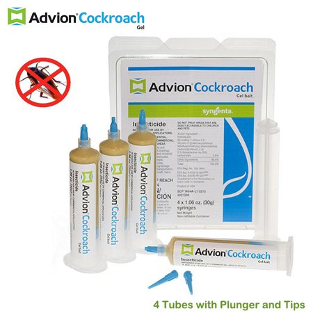 Syngenta Advion Roach Killer / Cockroach Gel Bait 4 Tubes with Plunger and Tips