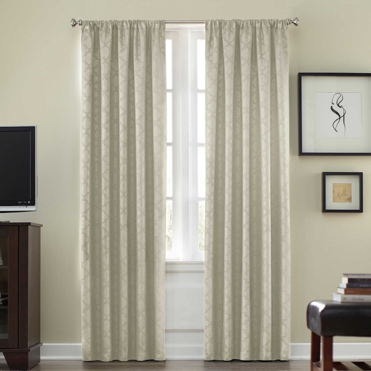 Athena Rod Pocket 95 Inch Room Darkening Window Curtain Panel In Ivory