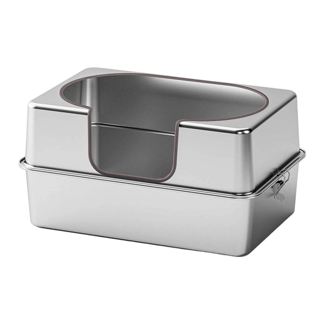 Arenero de acero inoxidable de gran capacidad, bandeja metálica portátil para gatos. S