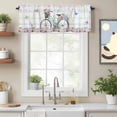 thumbnail image 2 of Spring Bicycles Valance Curtain Roses Flower Eucalyptus Leaves Rainbow Stripe Window Valances Rod Pocket Short Curtains Window Treatments for Kitchen Bedroom Bathroom Laundry 42" x 18", 2 of 9