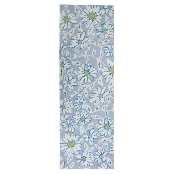 Homefires Floral and Garden Blue/Green Daisies Area Rug