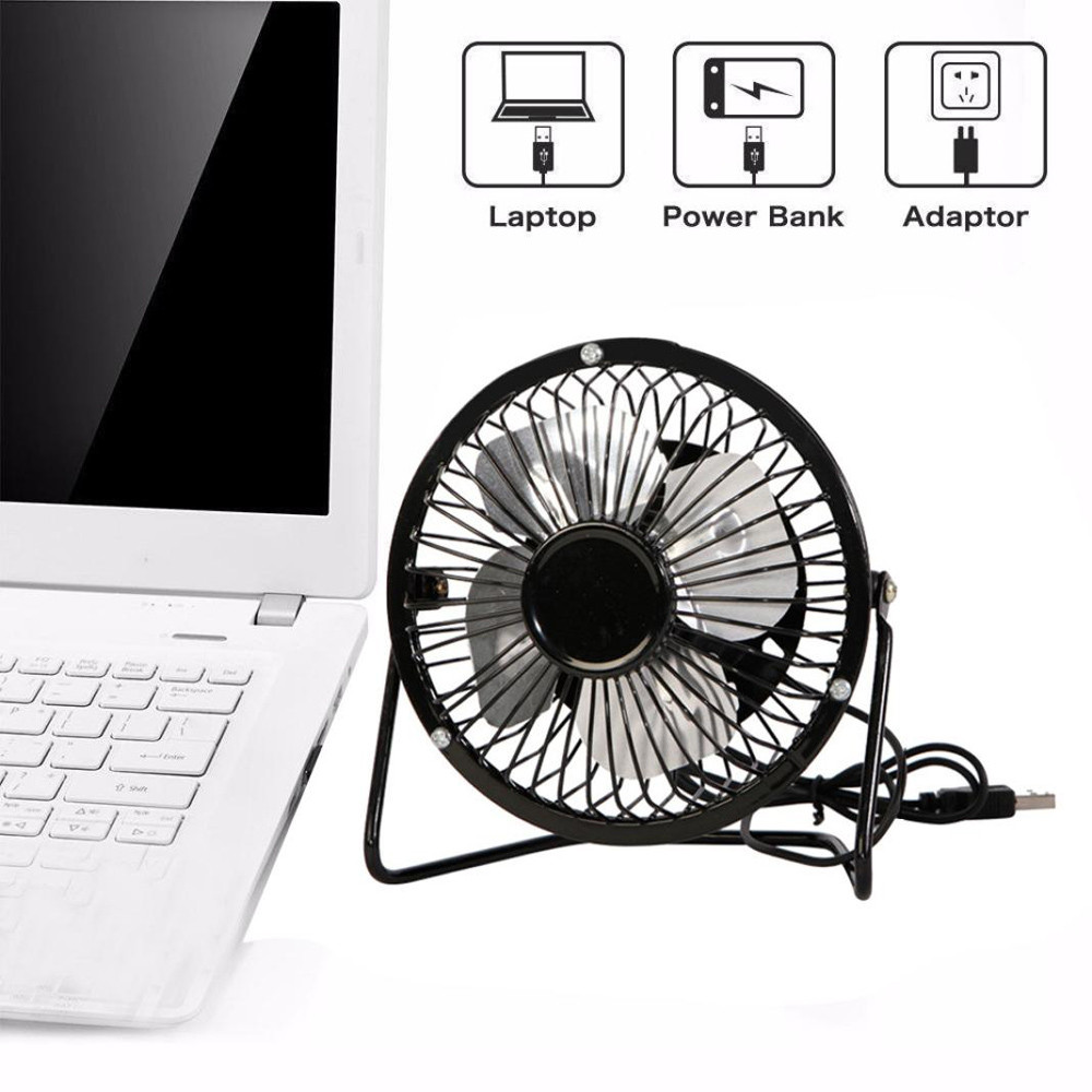 6-inch mini metal fan USB Desk Fan, Small Air Circulator Fan, Electric Table Desktop Fan Rechargeable Portable Fan For Travel for Camping Office Room Outdoor Black