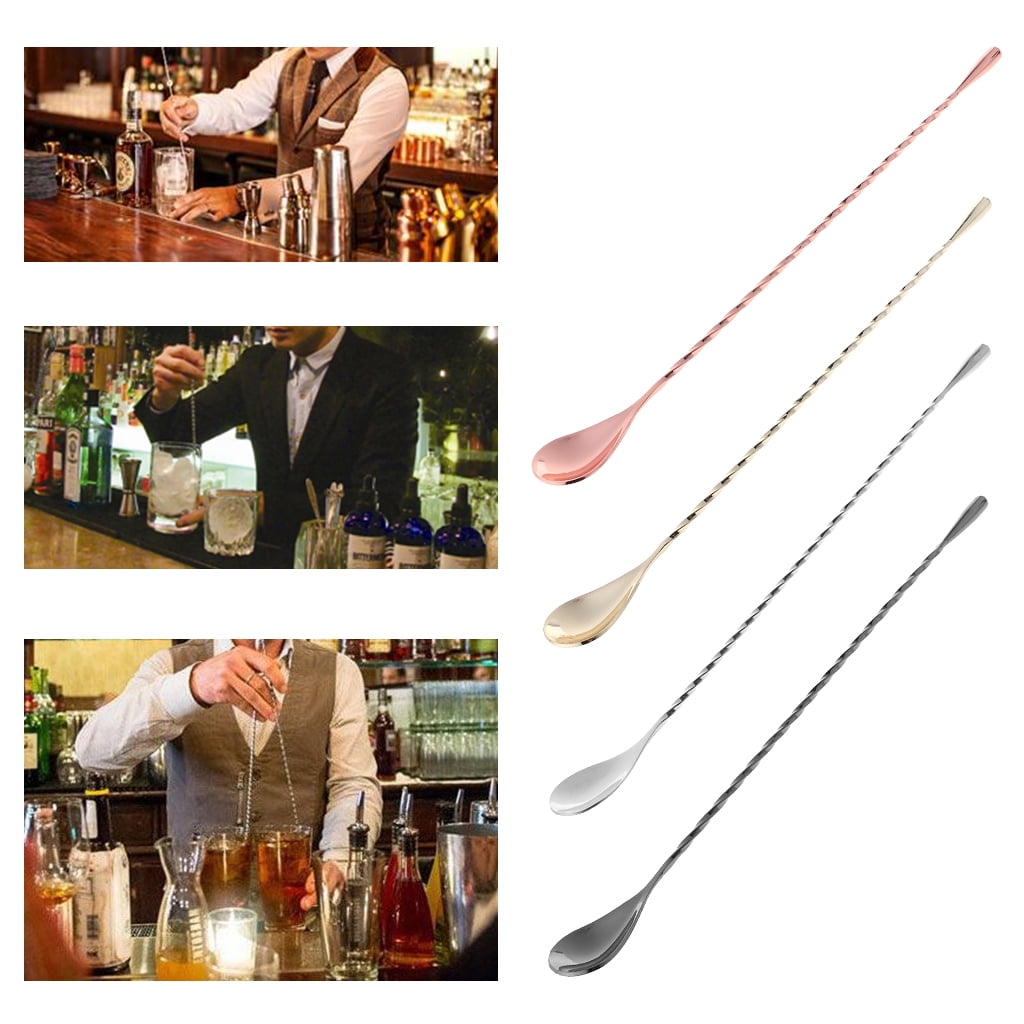 Bingxue Stainless Steel Muddler Threaded Swizzle Stick Cocktail Stirring Spoon Bar Tools 