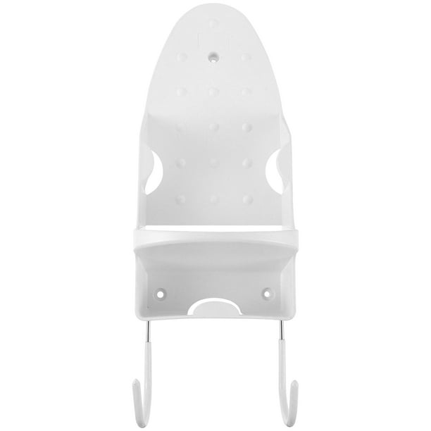 EeaseMX 1 soporte de plancha de acero inoxidable para tabla de planchar, estante de pared con doble gancho para armario, para casa, hotel (blanco)