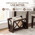 thumbnail image 5 of Solid Wood Magazine Rack, Freestanding X-Frame Organizer for Magazines, Newspapers, Books & 12.5" Vinyl Records, Dark Finish, Assembly Required, 5 of 7
