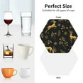 thumbnail image 6 of Lsque Christmas Gold Deers1 Pattern 4" Drink Coasters Set of 4, PVC Leather Absorbent Coasters, Table Coaster Set Decorative Coffee Cup Coasters Housewarming Gift -Hexagon, 6 of 6