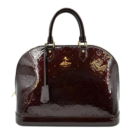 Pre-Owned LOUIS VUITTON Alma GM Monogram Vernis Leather Satchel Bag Amarante