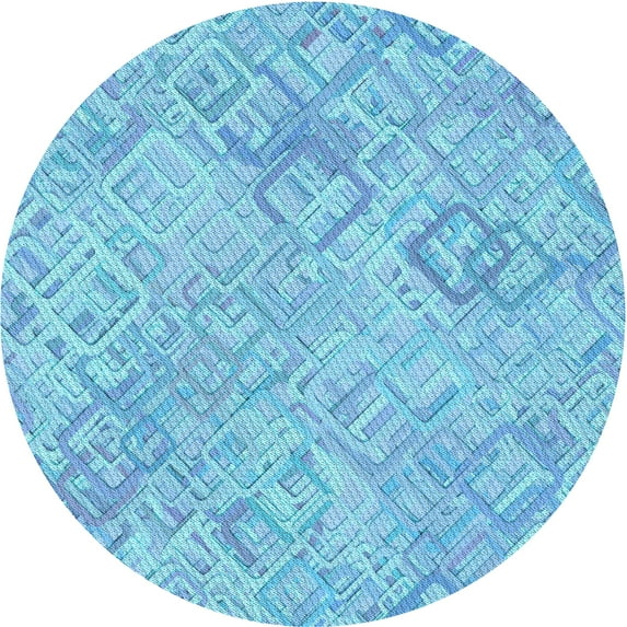 Ahgly Company Machine Washable Indoor Round Transitional Blue Area Rugs, 4' Round