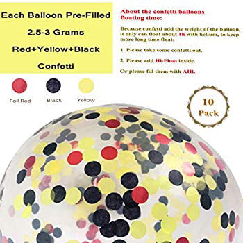 12 Inch Red Black Yellow Latex Balloons with Confetti Balloon for Baby Shower Birthday Party Decorations Supplies with Ribbon Haptda Mouse Color Balloons 40 Pack