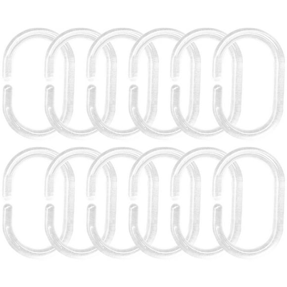 12 ganchos transparentes para cortina de ducha, anillo para cortina de baño