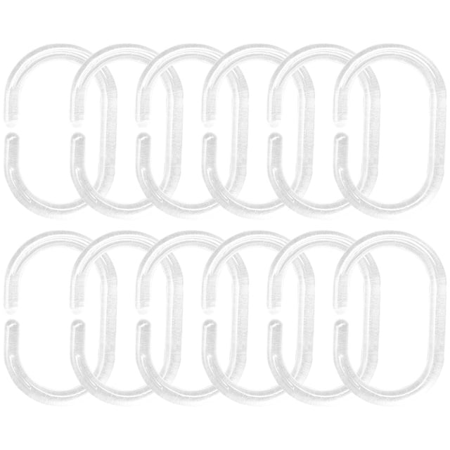 12 ganchos transparentes para cortina de ducha, anillo para cortina de baño