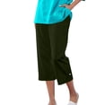 thumbnail image 2 of Clearance under 10$ Sevevn Women's Linen Loose Pants Button Elastic Waist Casual Straight Tube Pants Capris Gift for Adults Army Green XXL, 2 of 5
