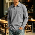 thumbnail image 2 of Mens Long Sleeve Polo Shirts Casual Polo Tshirt Button Work Pullover Shirt Regular Fit Polo Tee with Pocket with Pocket, 2 of 5