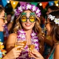 thumbnail image 6 of 5Pcs Tropical Floral Leis Set for Festival Parties, Colorful Flower Necklace Dress Up Props for Beach Events, Luau Decorations, Soft Fabric Garlands Multicolor, 6 of 8