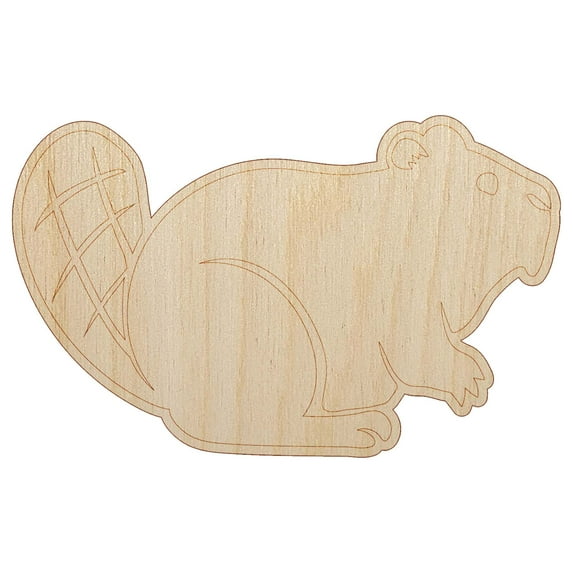 Friendly Beaver Buddy Wood Shape Unfinished Piece Cutout Craft DIY Projects - 6.25 Inch Size - 1/8 Inch Thick