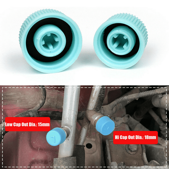 Car Air Conditioning Replacement Valve Caps,High and Low Pressure Leakproof R134a AC System Charging Port Caps