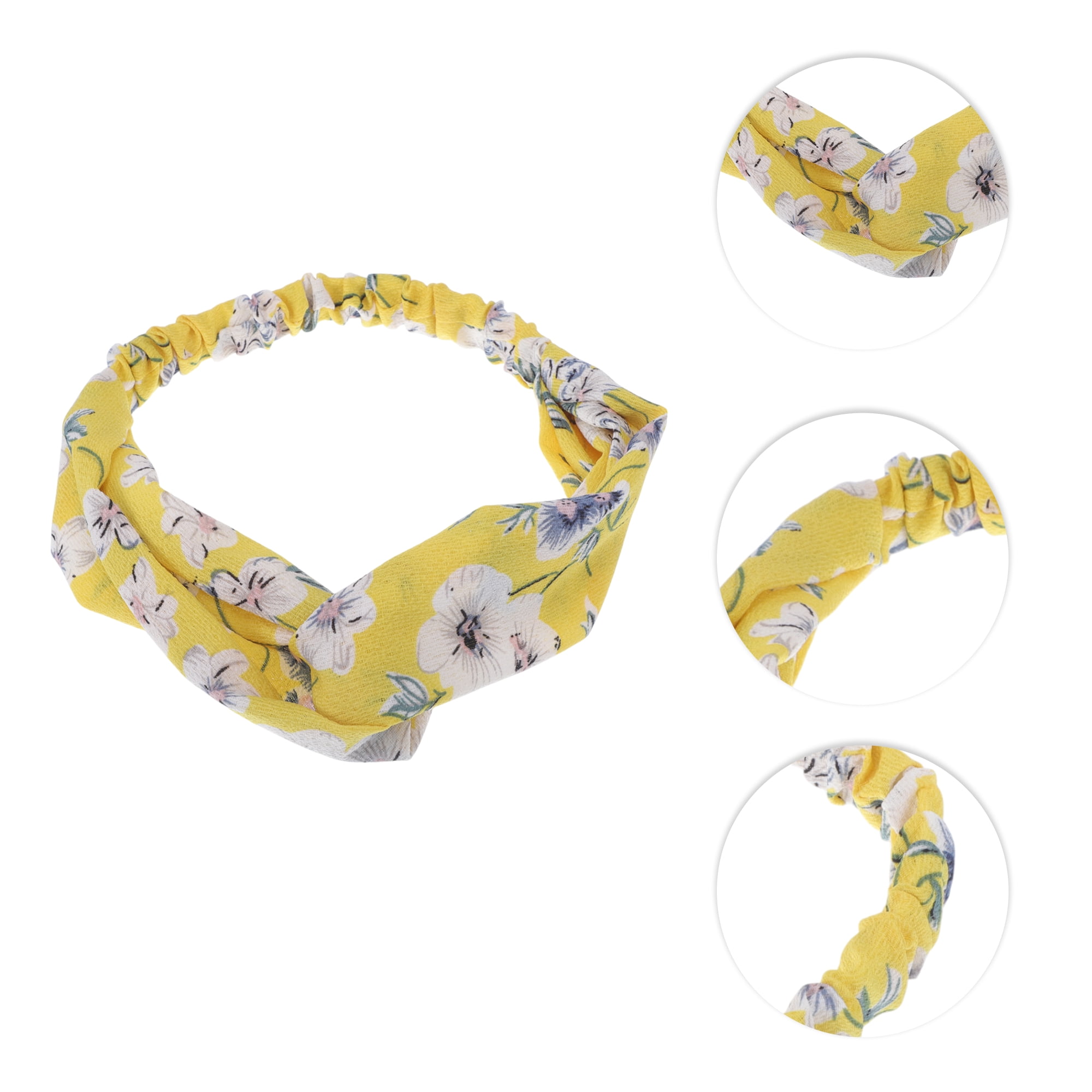 Unique Bargains Fashion Phalaenopsis Pattern Elastic Hairband 1 Pc Yellow