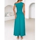 thumbnail image 4 of Vestido largo ZESICA Summer 2025 con un solo hombro, verde azulado para mujer, 4 of 6