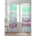 thumbnail image 2 of Green Purple Wave Sheer Curtains 84 Inch Long 2 Panels, Watercolor Texture Abstract Art Light Filtering Rod Pocket Semi Sheer Curtains, Sheer Voile Drapes for Living Room Bedroom, 52"x84", 2 of 5