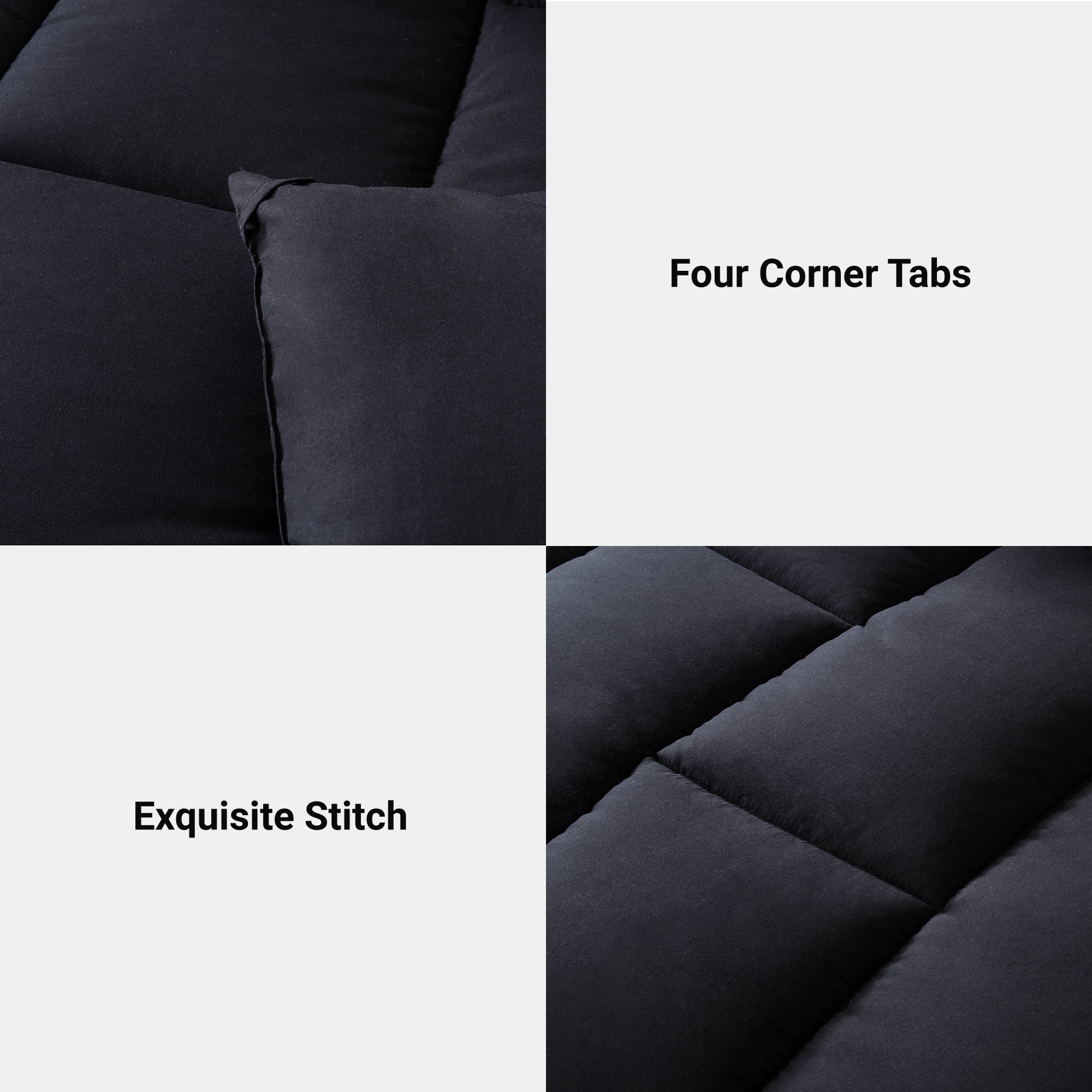 Yalamila Twin Size Comforter Set 2-Piece All-Season Down Alternative Reversible Comforter Set,Dark Black,200GSM Cooling Quilted Duvet Insert, 95GSM Soft Cover Bed in a Bag