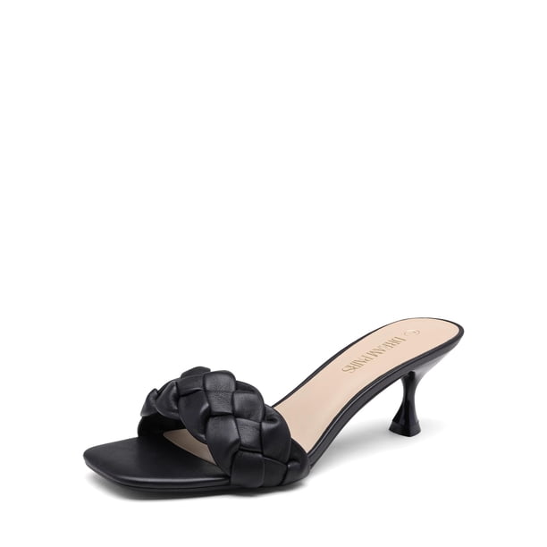 Sandalia DREAM PAIRS SDHS2216W Punta Abierta Tacón Bajo Negro