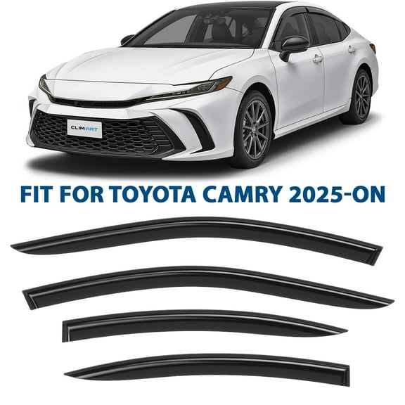 CLIM ART Incredibly Durable Rain Guards for Toyota Camry 2025-2026 Sedan, Original Tape-on Window Deflectors, Vent Deflector, Window Visors, Car Accessories, 4 pcs. - 425023