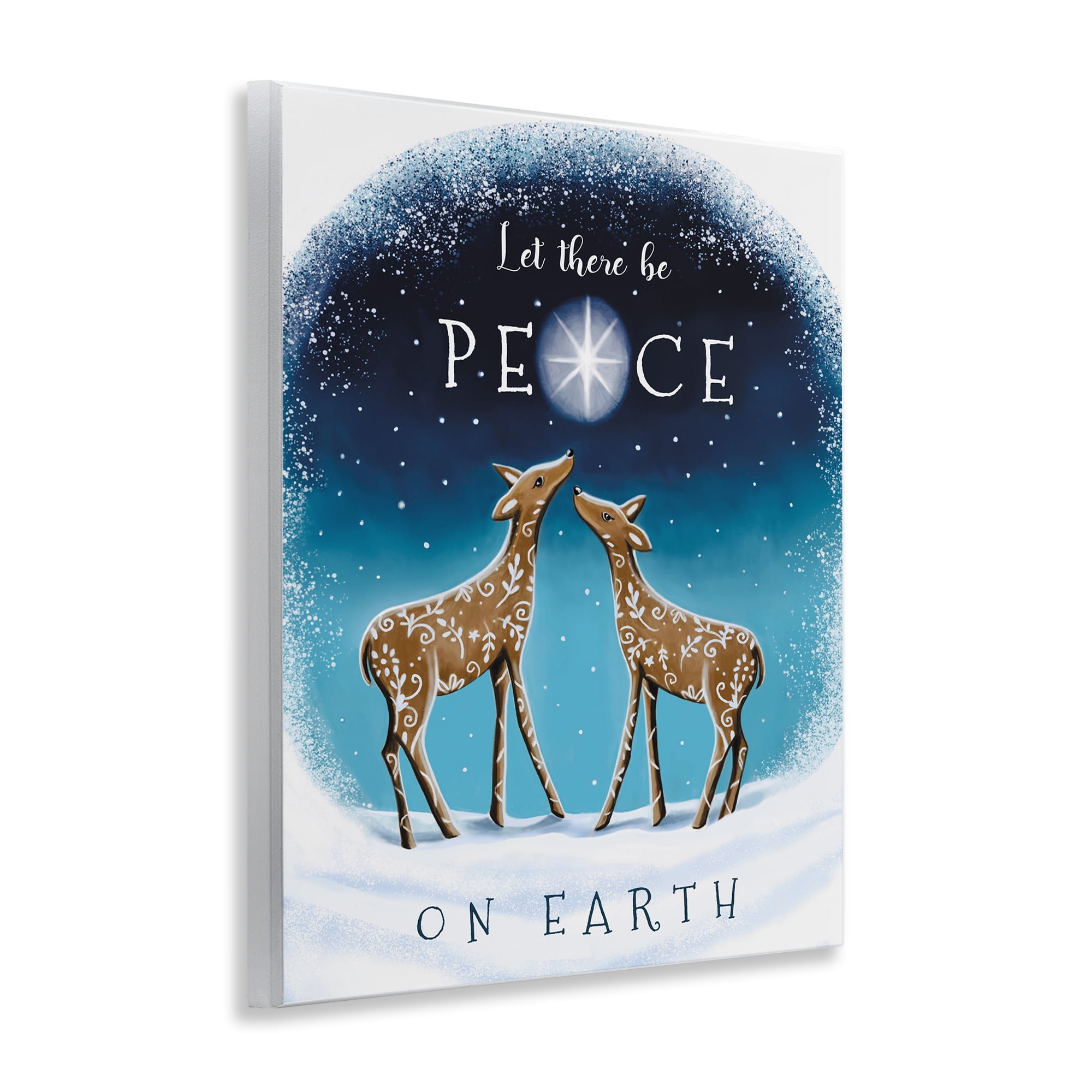 Stupell Industries Peace On Earth Reindeer Holiday Painting Unframed Art Print Wall Art, 11 x 14