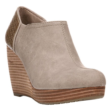 

Women s Dr. Scholl s Harlow Wedge Bootie Taupe Corrina PU 6.5 M