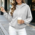 thumbnail image 5 of Womens Zip Up Hoodie Sweatshirt Side Stripe Long Sleeve Drawstring Athletic Oversized Pullover with Kangaroo Pocket Casual Sportswear, 5 of 9