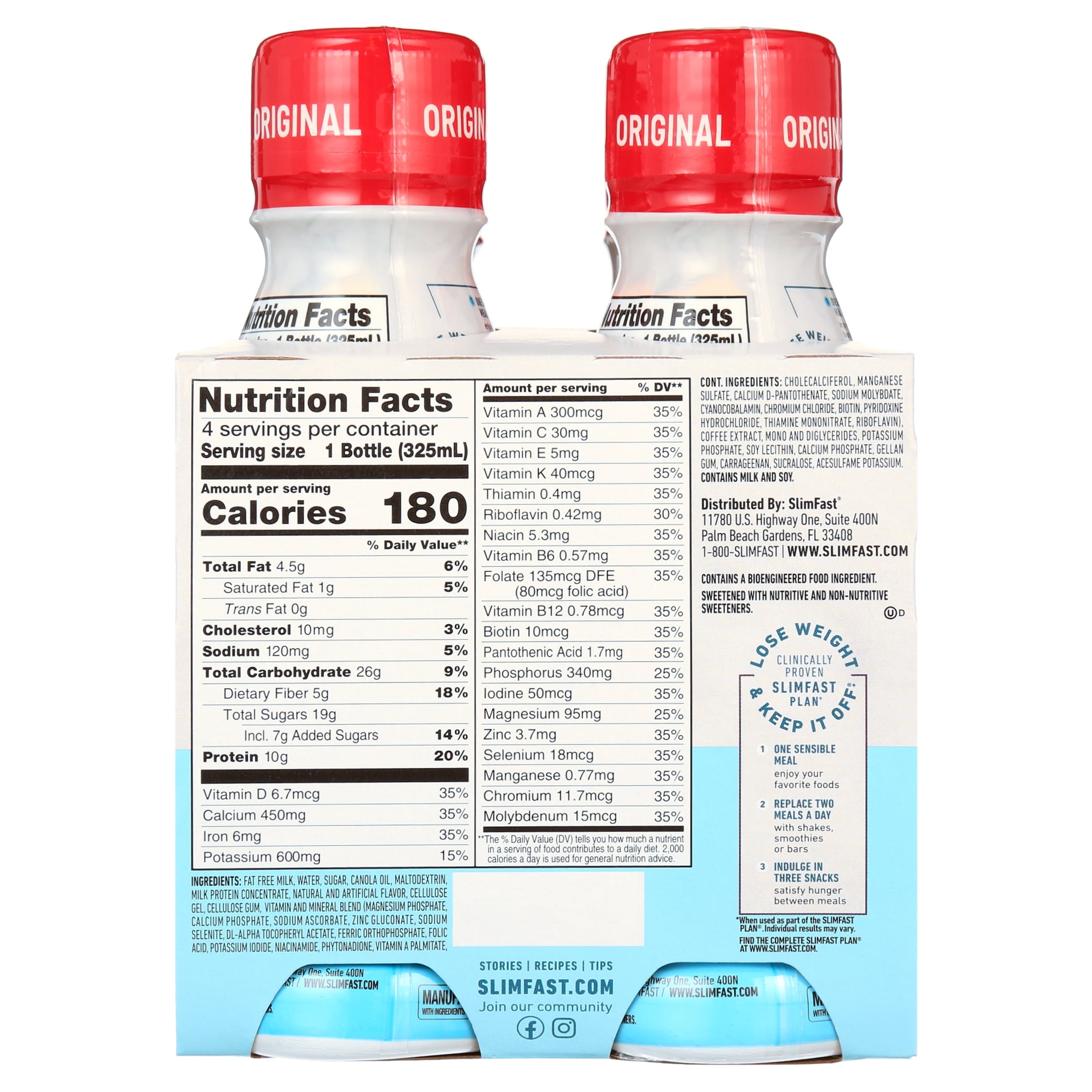 (3 pack) SlimFast Original Cappuccino Delight Meal Replacement Shakes , 11oz Bottle, 4pk