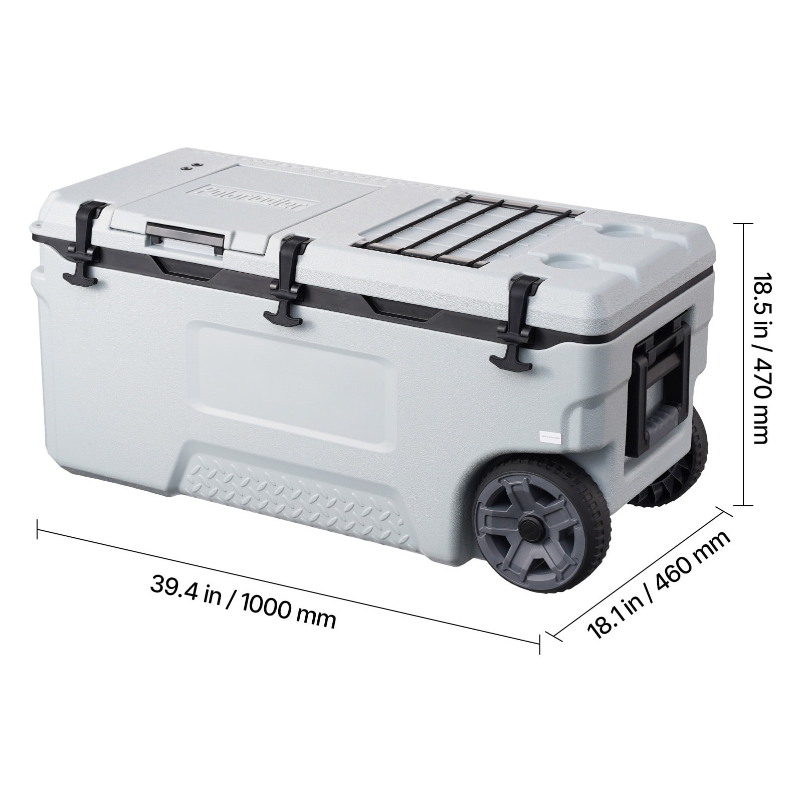 KFFKFF 106QT Portable Rolling Cooler with Wheels, Insulated Chest for 48-Hour Ice Retention, Lightweight and Leak-Resistant Design for Camping, Picnics, and Outdoor Grilling