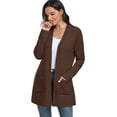 thumbnail image 5 of JWD Women's Cardigan Open Front Lightweight Cardigan Long Sleeve Sweater Cardigans with Pockets Coffee L, 5 of 7