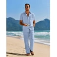 thumbnail image 5 of COOFANDY Men Vacation Outfits 2 Piece Sets Beach Linen Suit Summer Cruise Outfits Matching Shirts and Pants Set, 5 of 7
