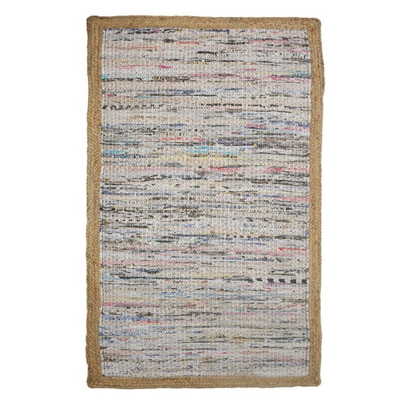 Ox Bay Subtle Geometric Jute Braided Border Accent Rug, 3 Ft. x 5 Ft., Multi-color