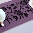 thumbnail image 5 of PiccoCasa Flower Blossom Flocked Damask Table Runner Home Decor, 76"X11", Purple, 5 of 7