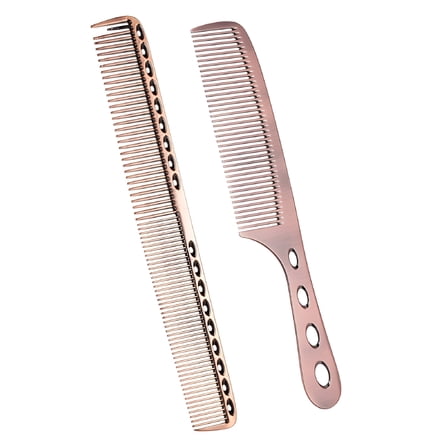FACEGA 2Pcs Metal Hair Combs Set, General Styling Grooming Comb, Anti Static Heat Resistant Hairdressing Comb, Fine and Wide Tooth Hair Barber Comb, Rat Tail Comb