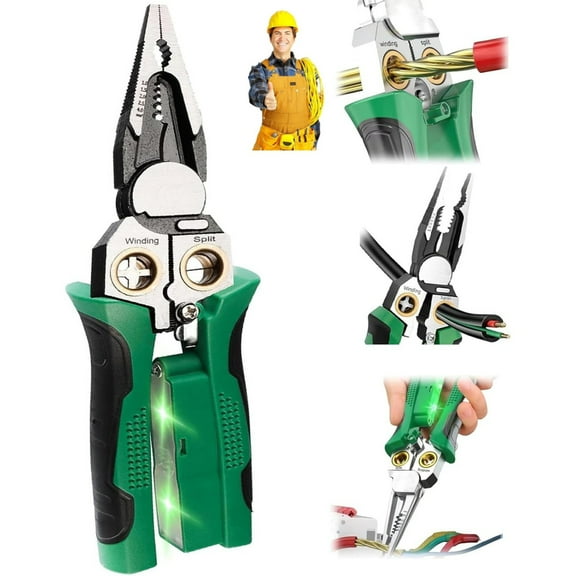 Demine Upgraded 8 in 1 Wire Stripper with Voltage Tester, 2026 New Multi-function Electric Wire Stripping Tool for Cutting and Pulling Pliers, Electrician Repair Tool