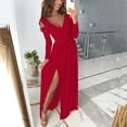 thumbnail image 2 of Sngxgn Mini Sweater Dress for Women, Button up Long Sleeve Knit Dresses for Work in Fall(Red,XL), 2 of 4