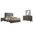thumbnail image 1 of Madelyn Walnut 4pc Eastern King Bedroom Set with Faux Marble Tops, 1 of 7
