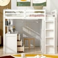 thumbnail image 3 of Bellemave Twin Size Loft Bed with Desk and Storage Wardrobe, Drawers, Wood High Loft Bed for Teens(Bright White), 3 of 9