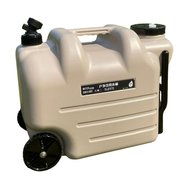 Contenedor de agua, contenedor de almacenamiento de agua con ruedas, con grifo, tanque de agua, jarra de agua para camping, baño, autoconducción, reco Caqui