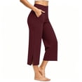 thumbnail image 4 of Htrmlpk Women Yoga Pants Elastic Waist Cropped Trousers Athletic Workout Running Jogging Pants with Pocket, 4 of 7