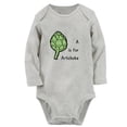 thumbnail image 2 of iDzn A is For Artichoke Funny Rompers, Newborn Baby Unisex Bodysuits, Infant Jumpsuits, Toddler Kids Long Sleeve Oufits (Gray, 0-6 Months), 2 of 5