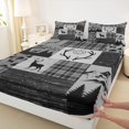 thumbnail image 4 of Manfei Dark Plaid Queen Sheets,Rustic Wood Mountain Queen Sheet Sets,Gray,4pcs,1 Flat Sheet, 1 Fitted Sheet and 2 Pillowcases, 4 of 6