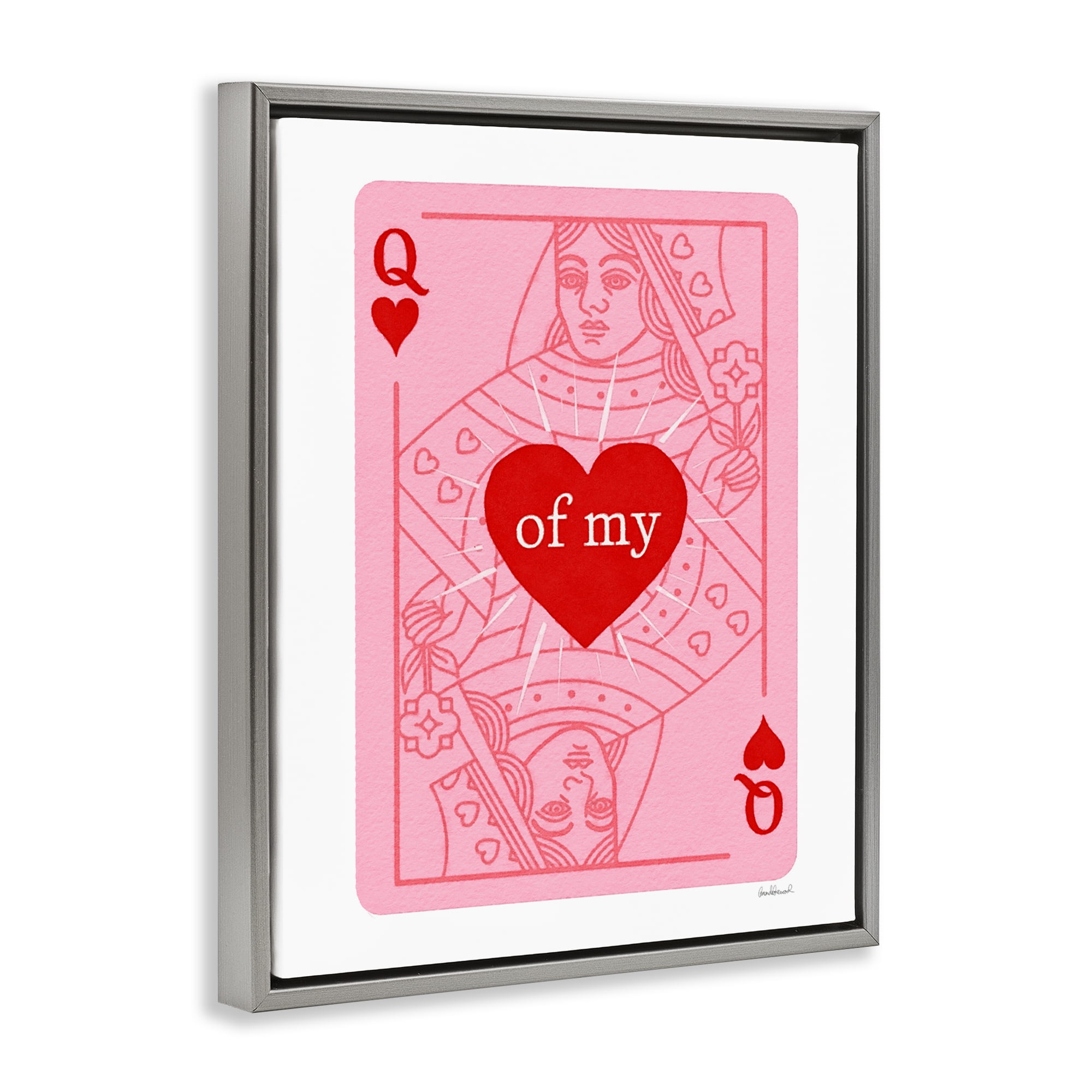 Queen Of My Heart Gray Framed Floater Canvas Wall Art, design by Amanda Greenwood